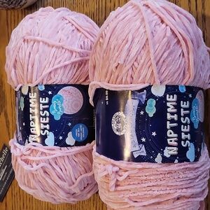 Lion Brand Naptime Sieste pink chenille yarn